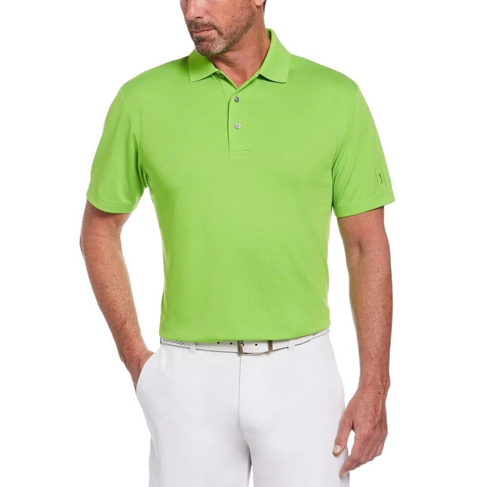 PGA TOUR Men's Stretch Airflux Mesh Golf Polo Shirt Green Flash XL